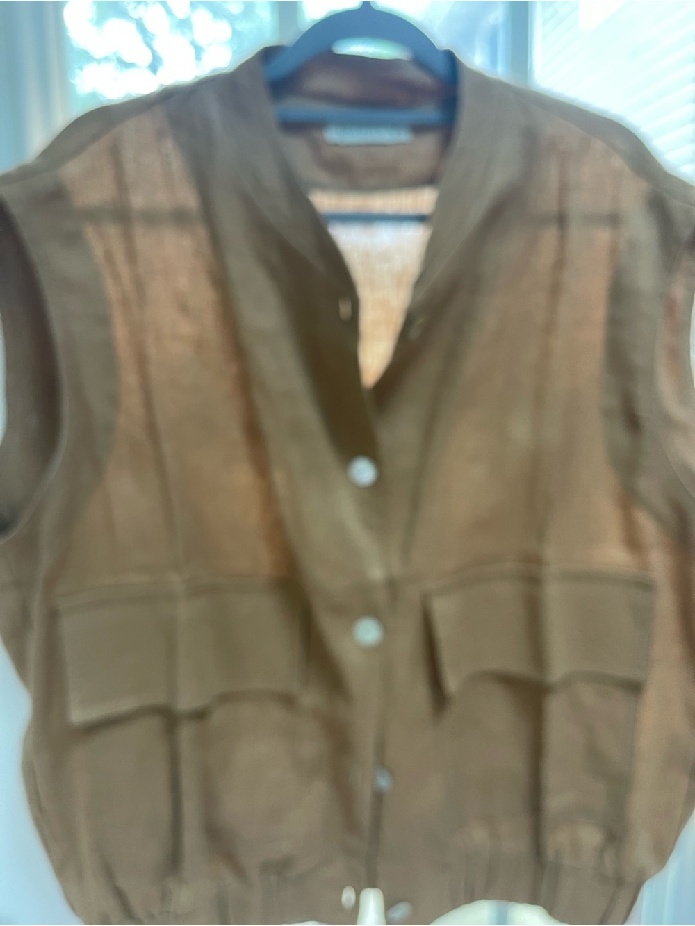 Brown Button-Front Utility Vest